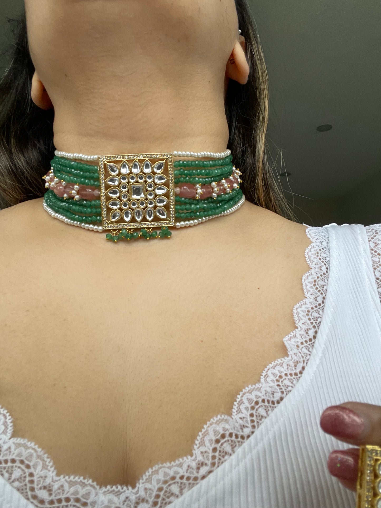 Jade Green Kundan Choker