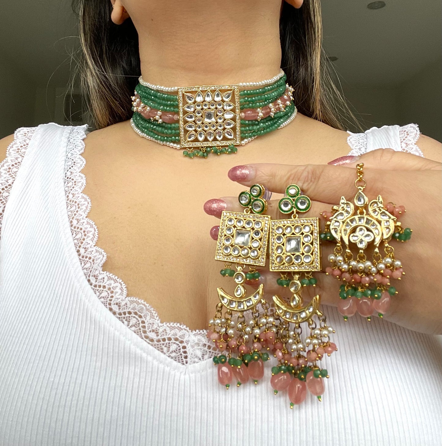 Jade Green Kundan Choker