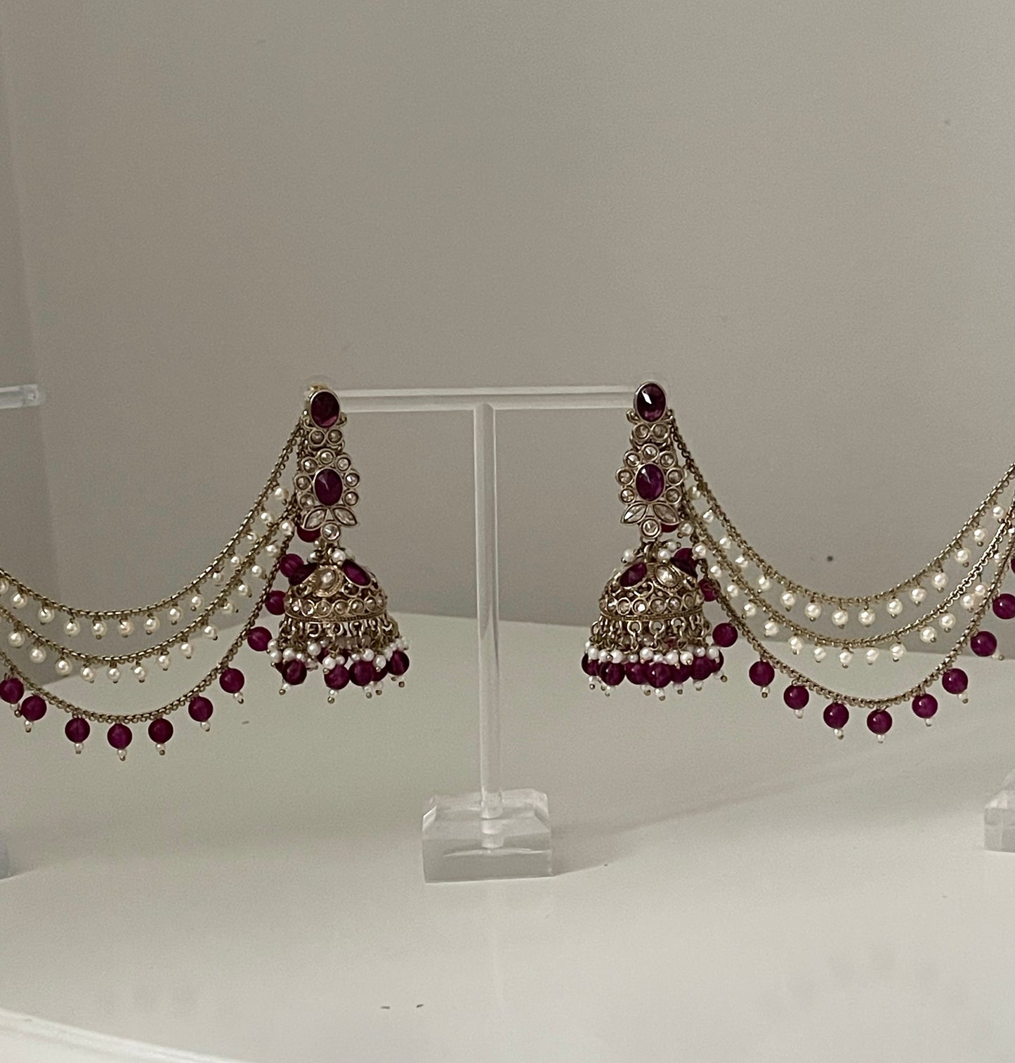 Purple Jhumka and Saharey Earrings