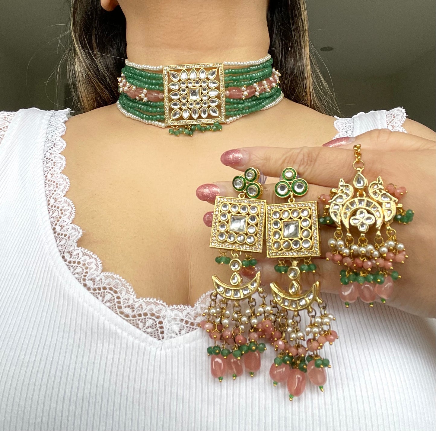 Jade Green Kundan Choker