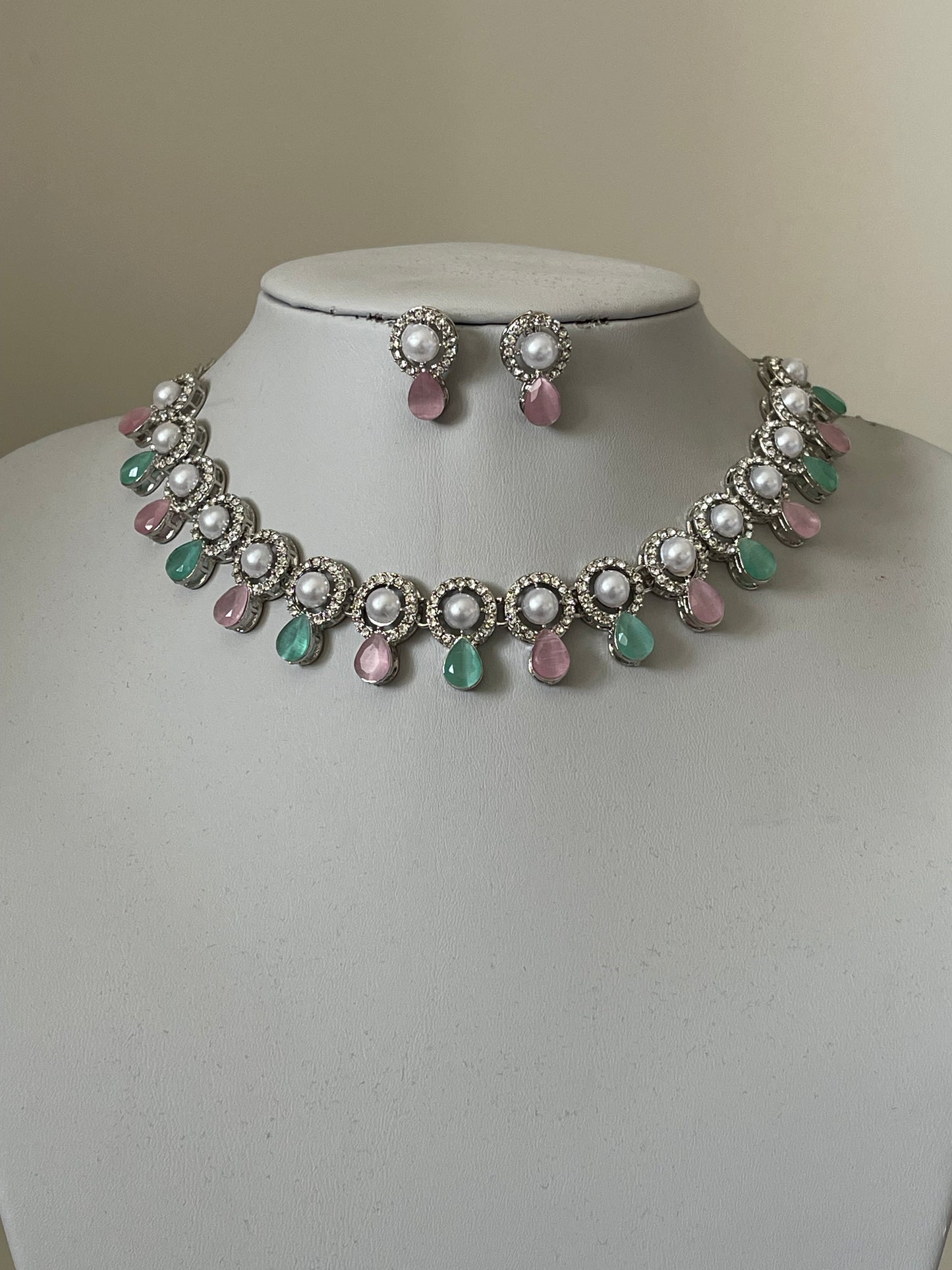 Silver Pearl mint and pink set