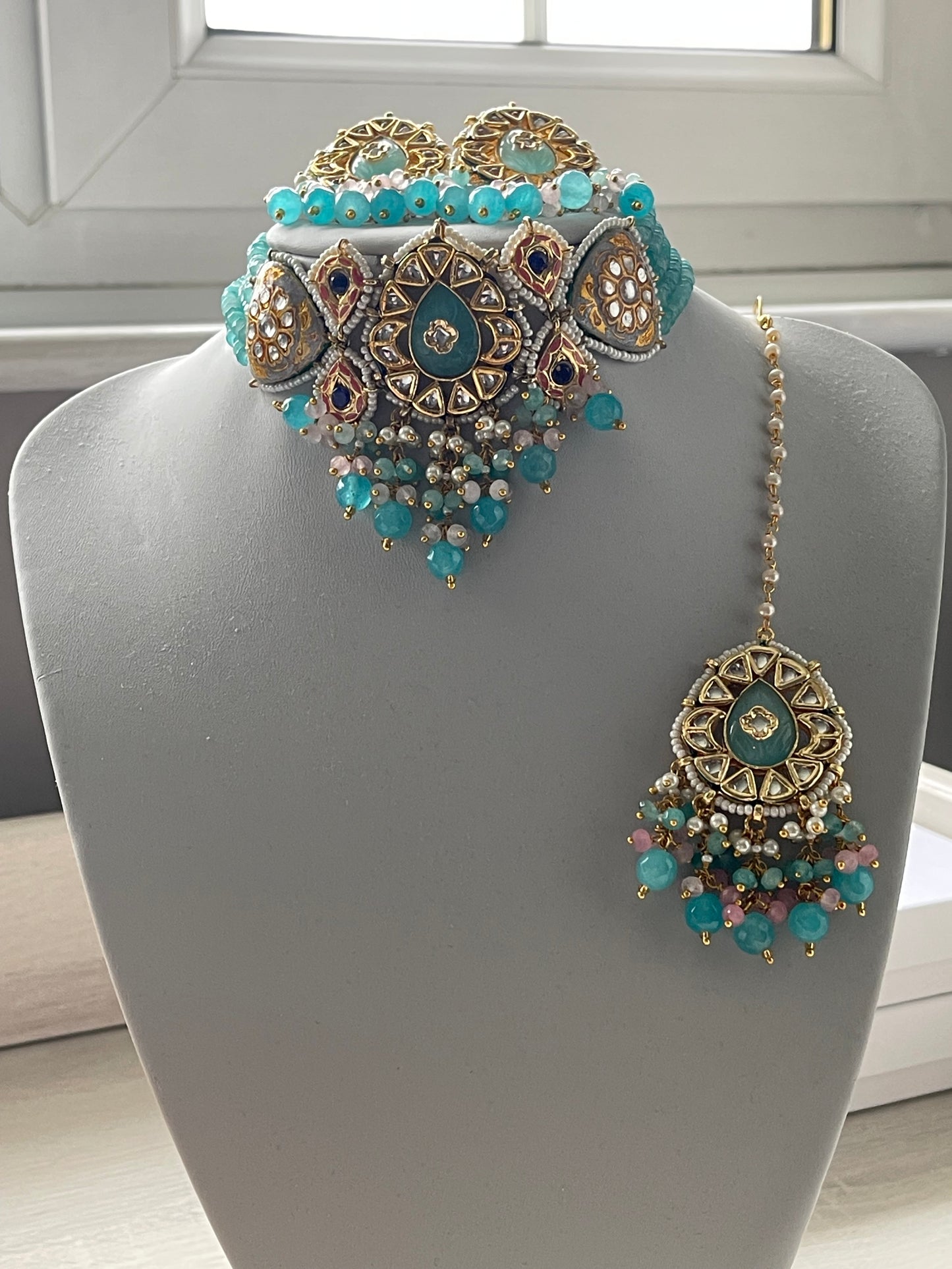 Turquoise Kundan Set