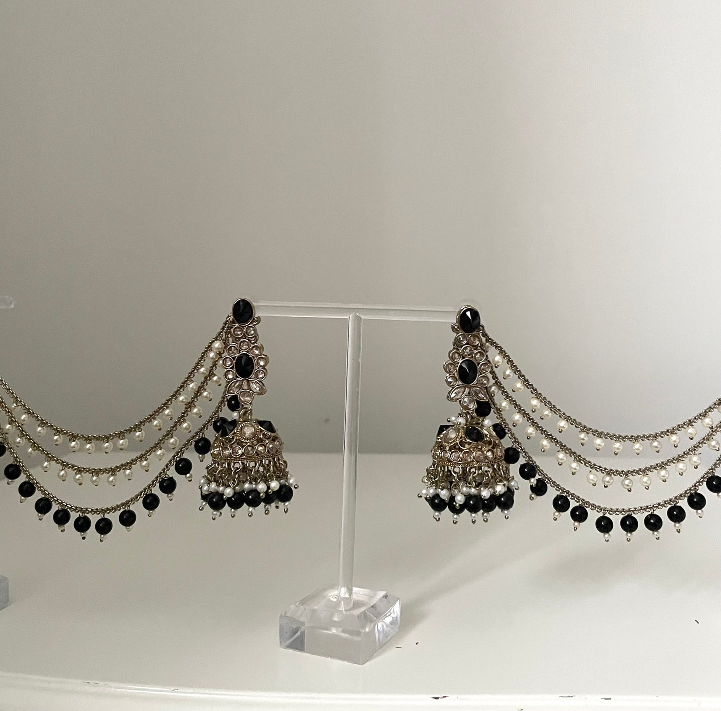 Black Jhumka Earrings with saharey