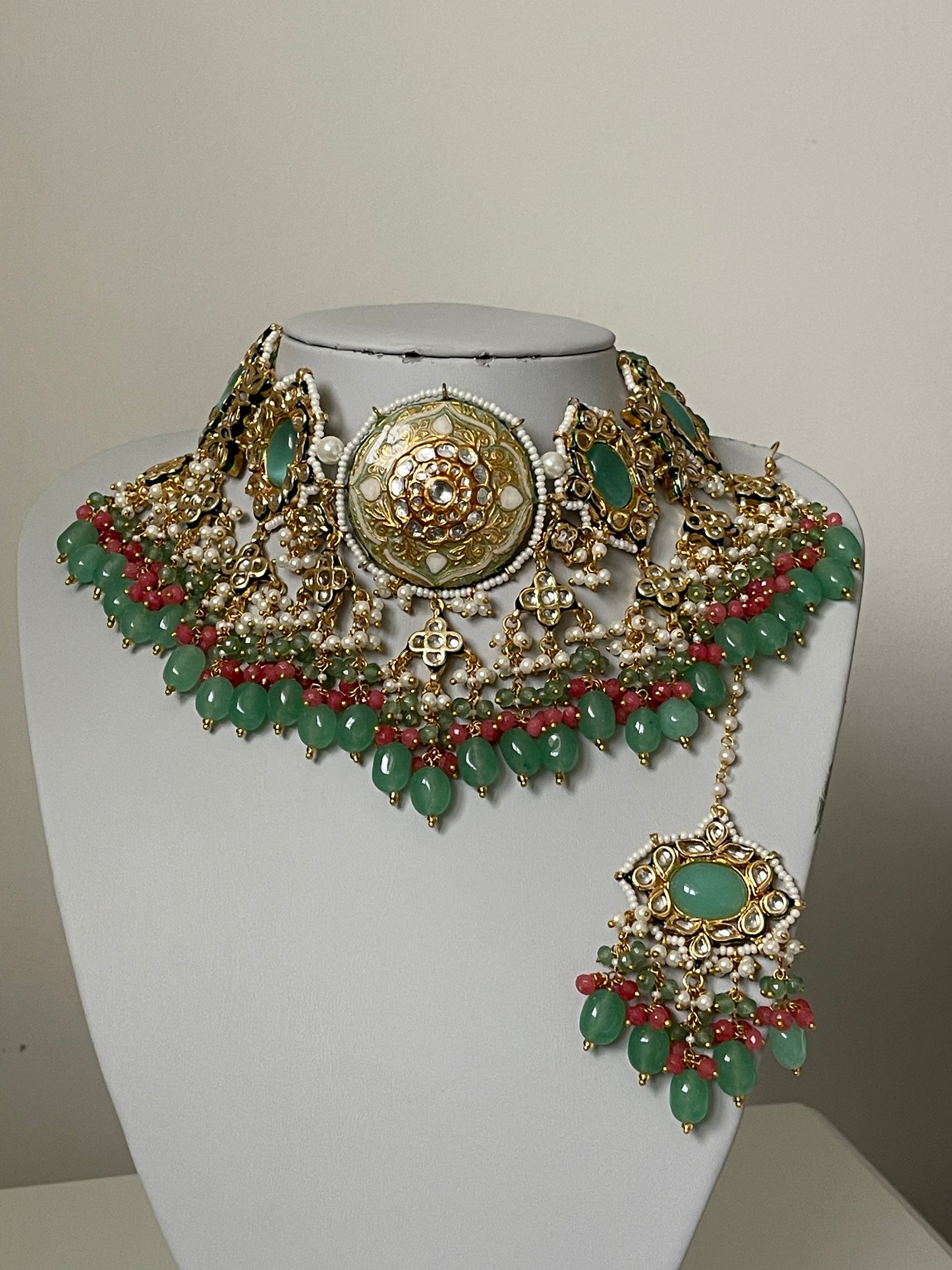 Bridal Jade Green and Peach Set