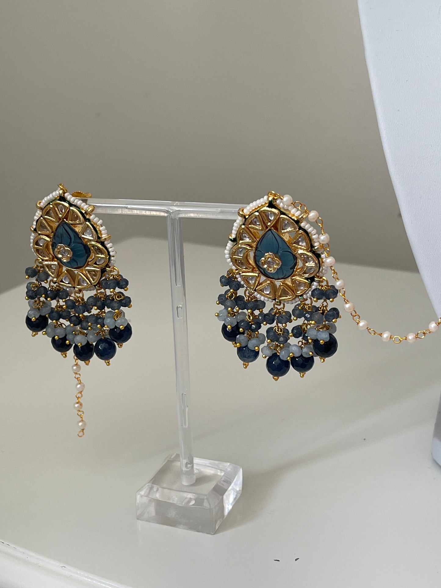 Navy Blue Kundan Set