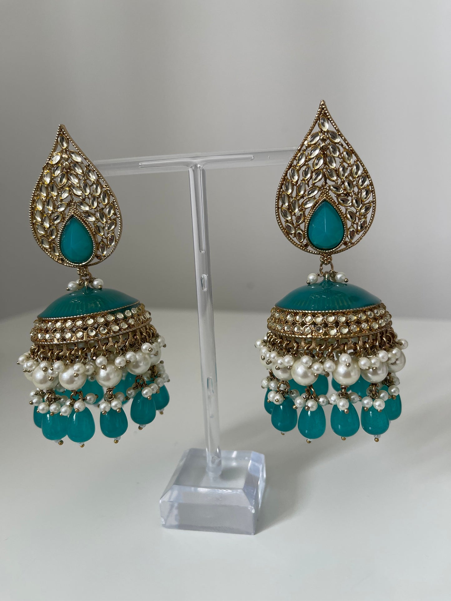 Teal Jhumka Earrings