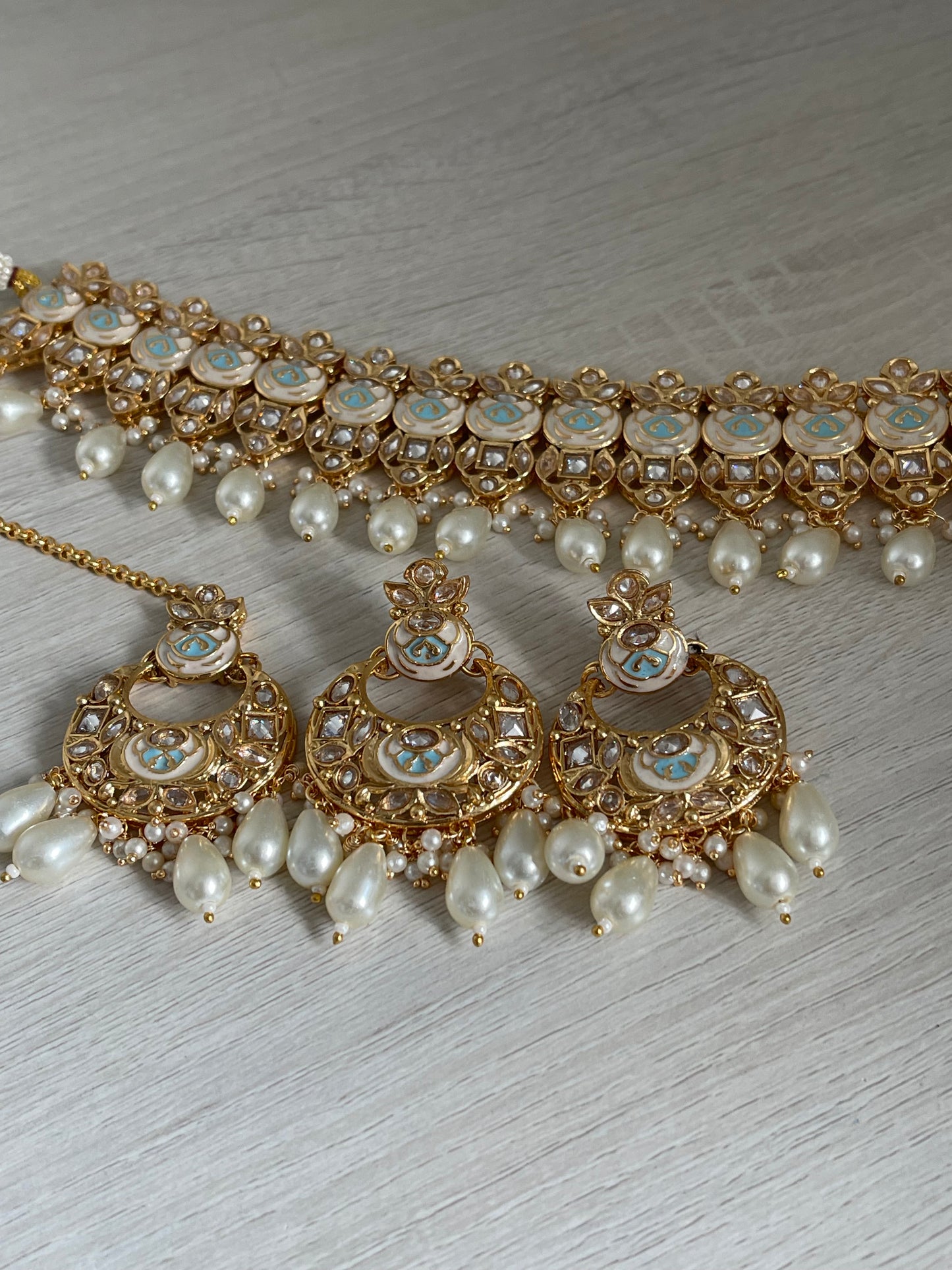 Ivory Meenakari Painted Choker Set