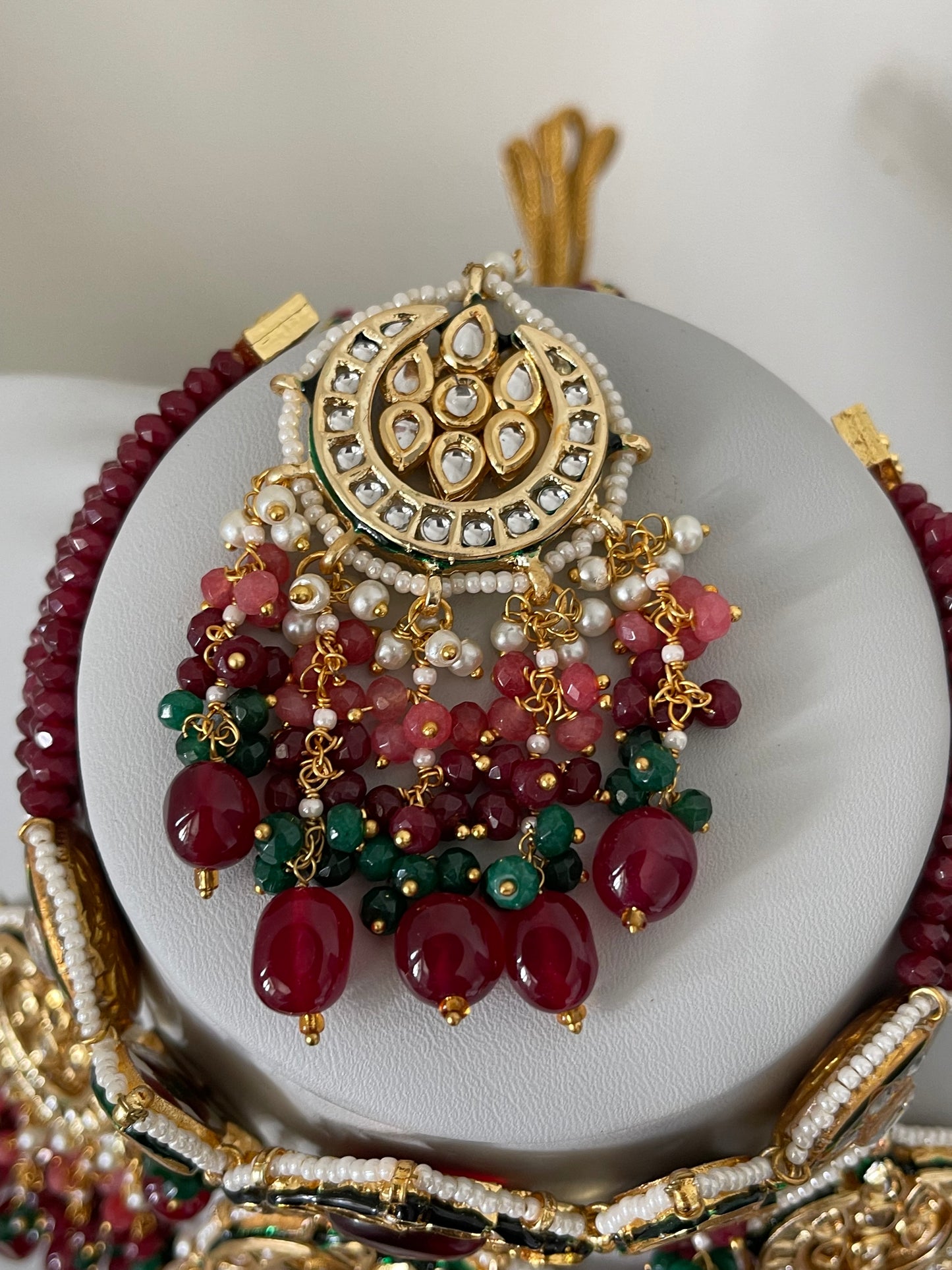 Bridal Maroon Kundan Set