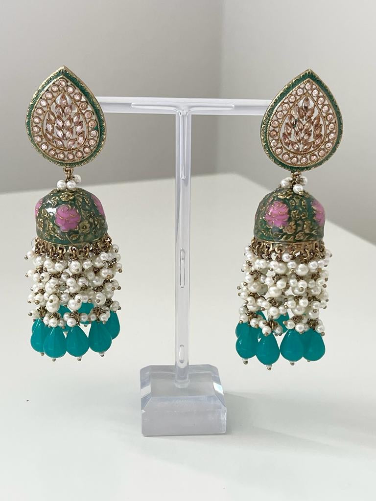 Statement Hand Painted drop jhumka Earrings