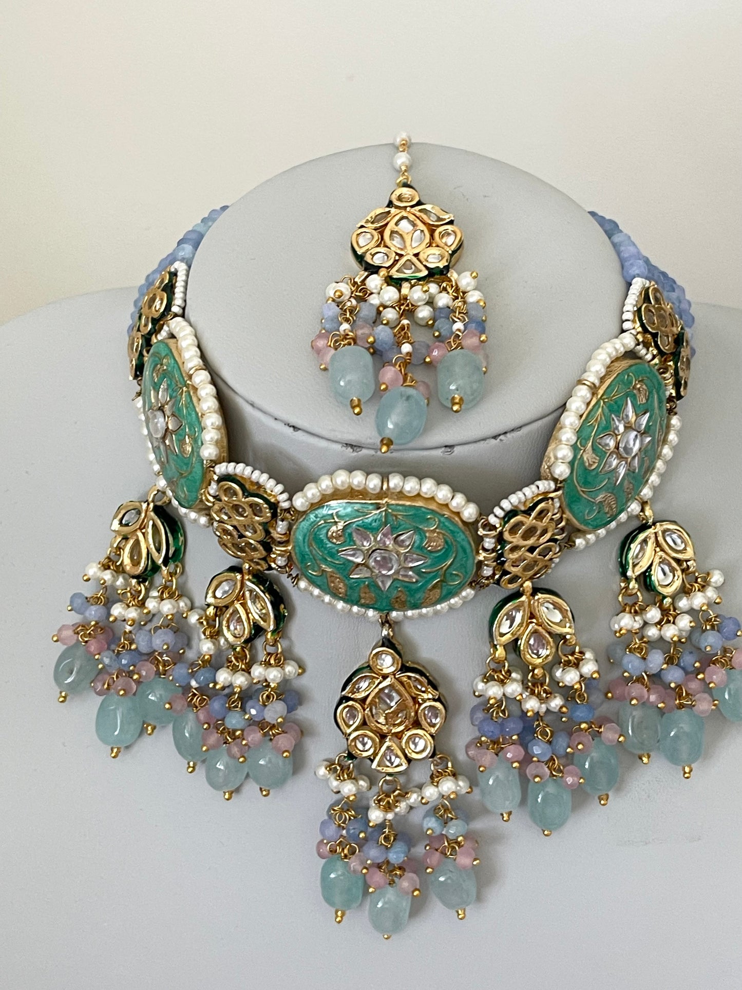 Teal/Blue Kundan Choker Set