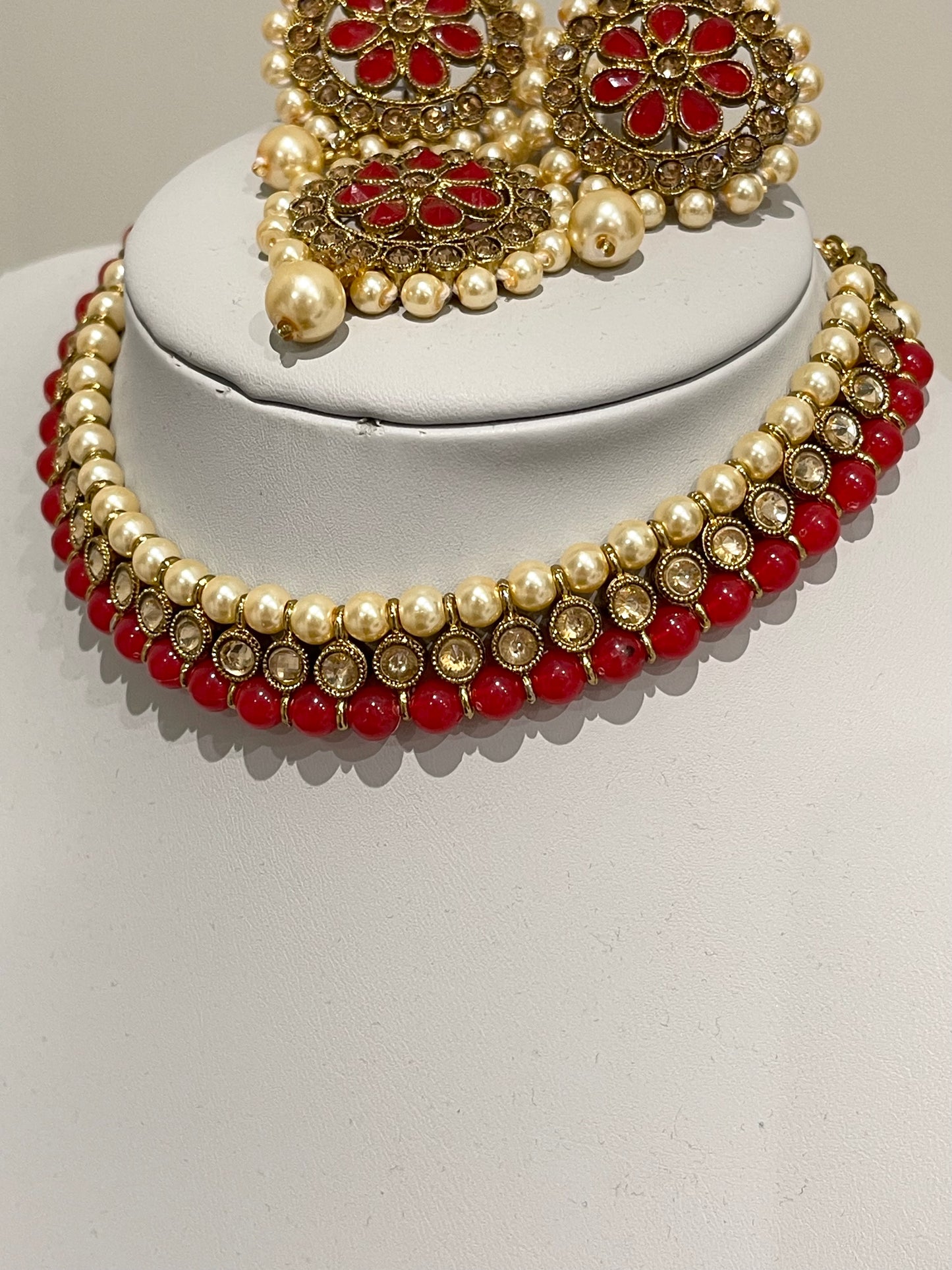 Red Pearl choker Set