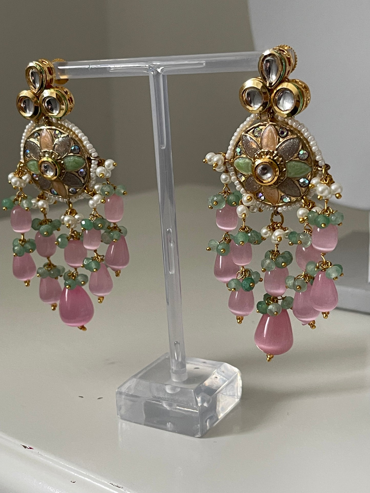 Mint/ Pink Kundan Set