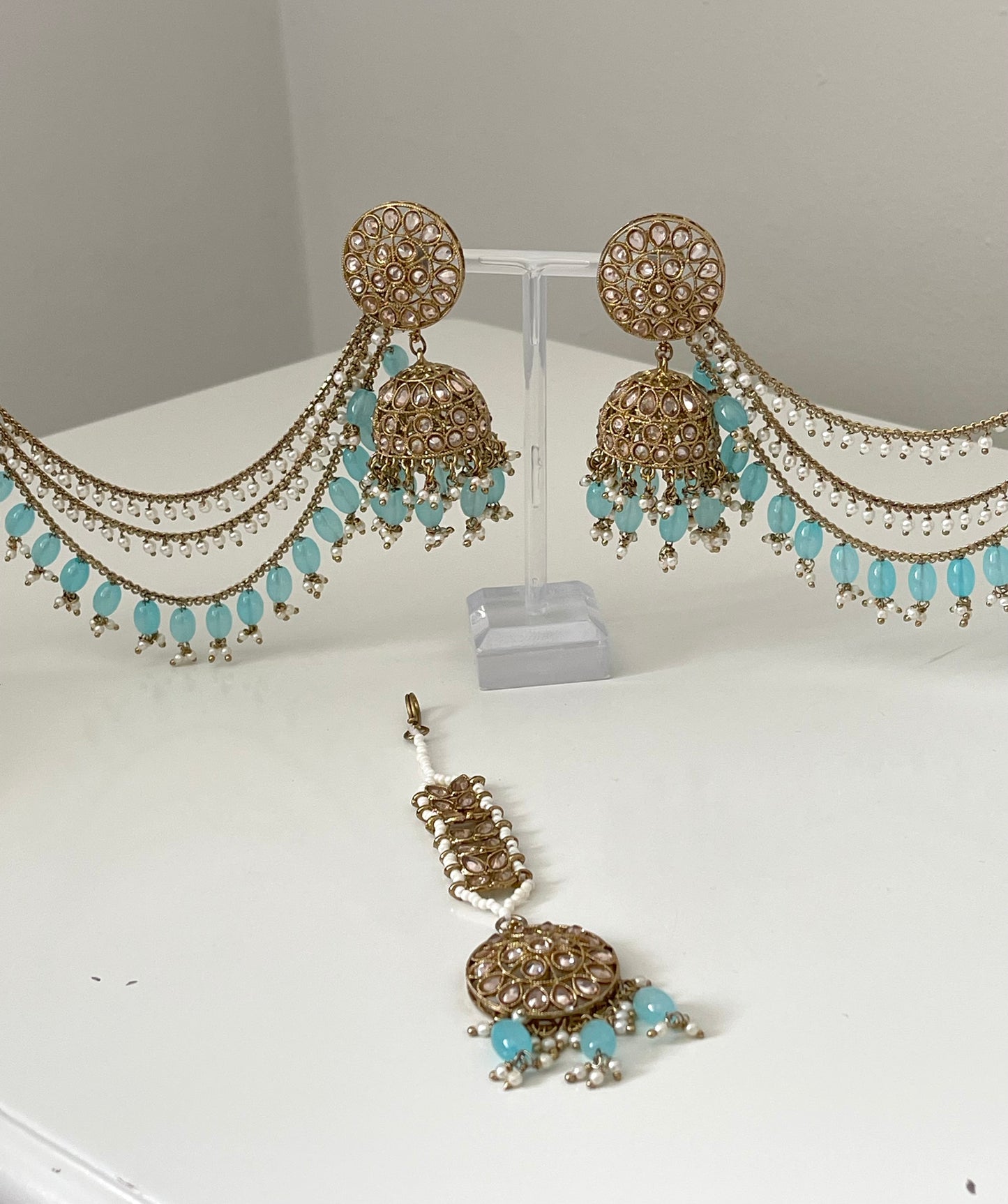 Jhumka Earrings with saharey & tikka