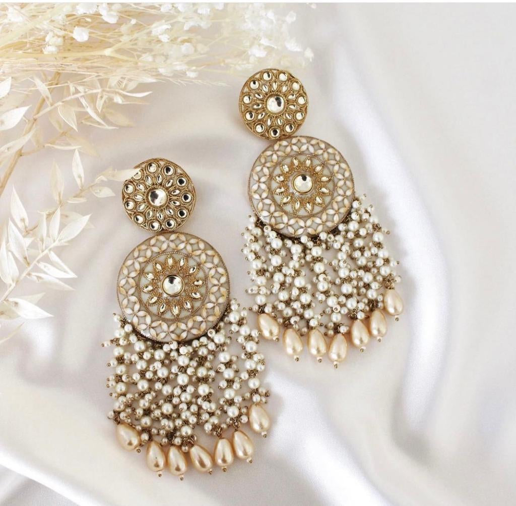 Statement Polki Pearl Earrings