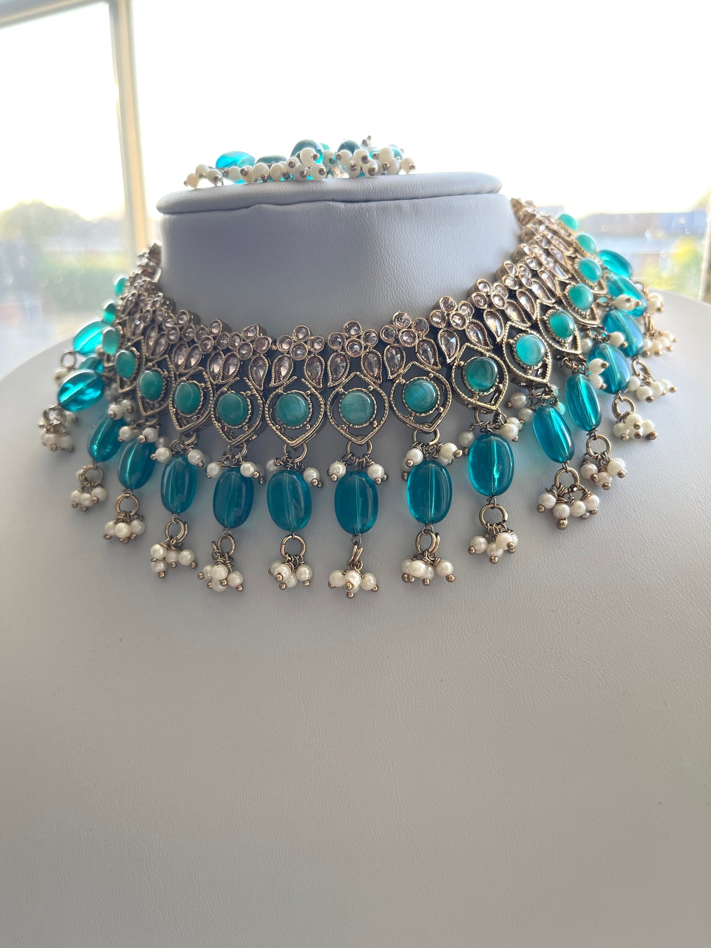 Teal/Peacock Choker Set