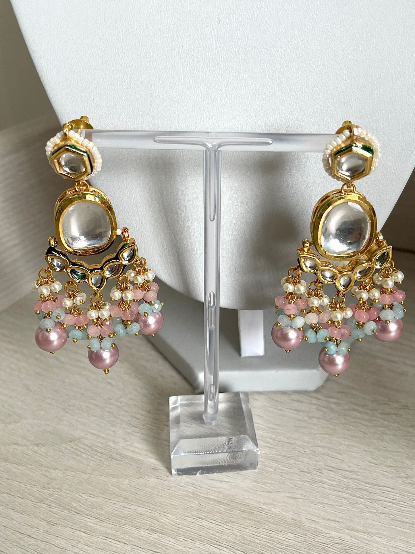 Pink & Turquoise Pastel Kundan Set