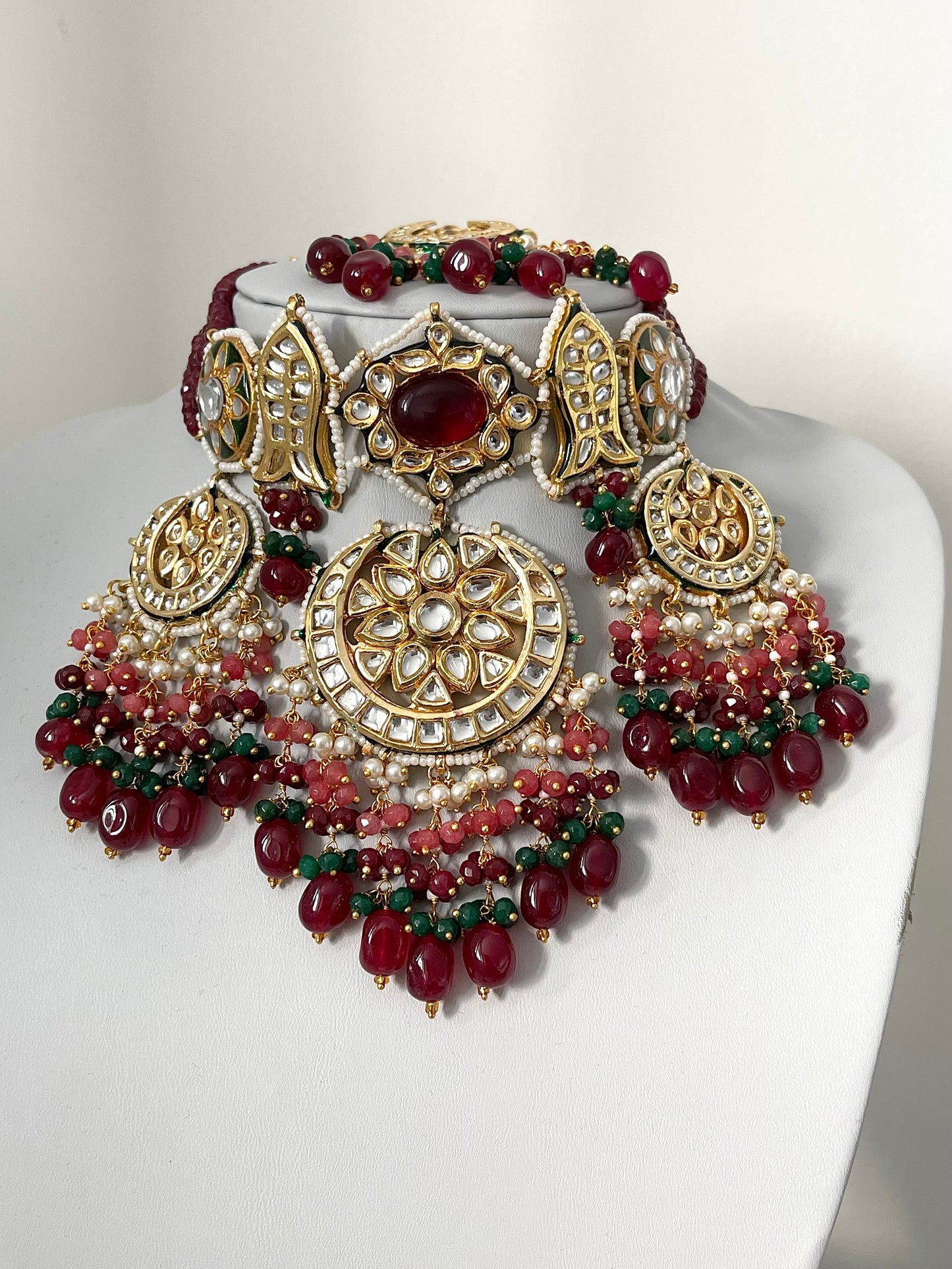 Bridal Maroon Kundan Set