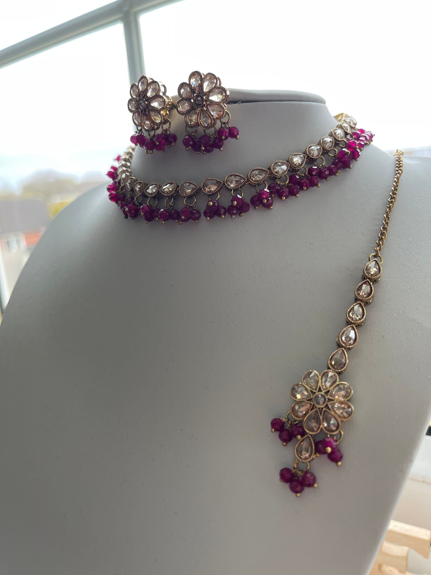 Purple/maroon simple Choker Set