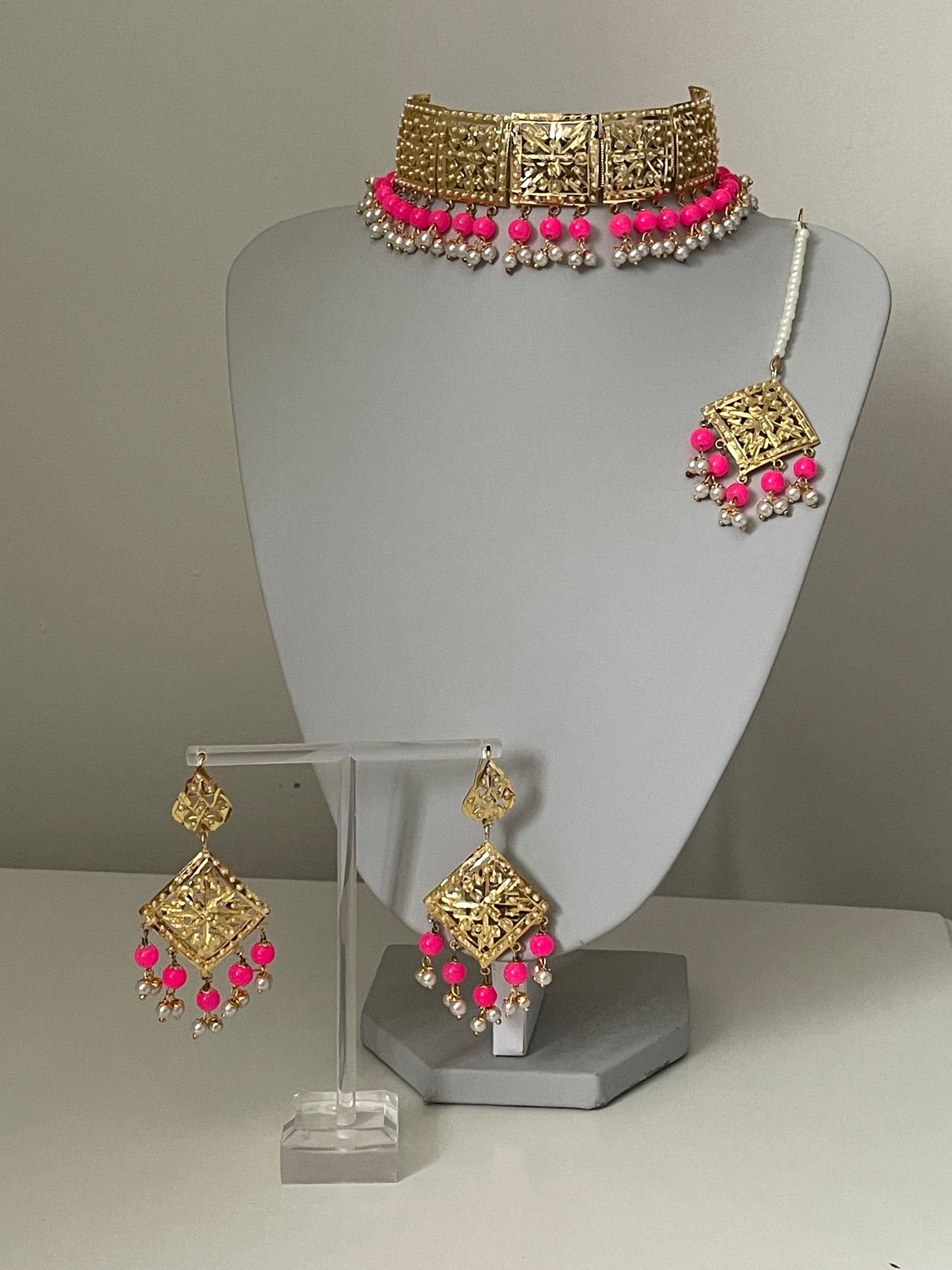 Gold and Hot pink Jadua Set