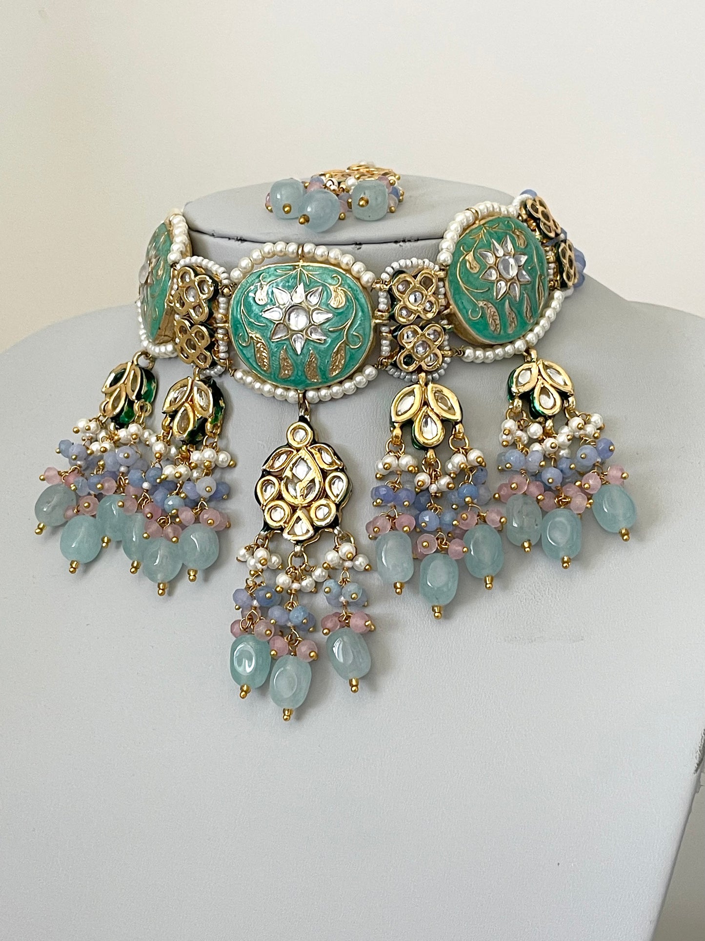 Teal/Blue Kundan Choker Set