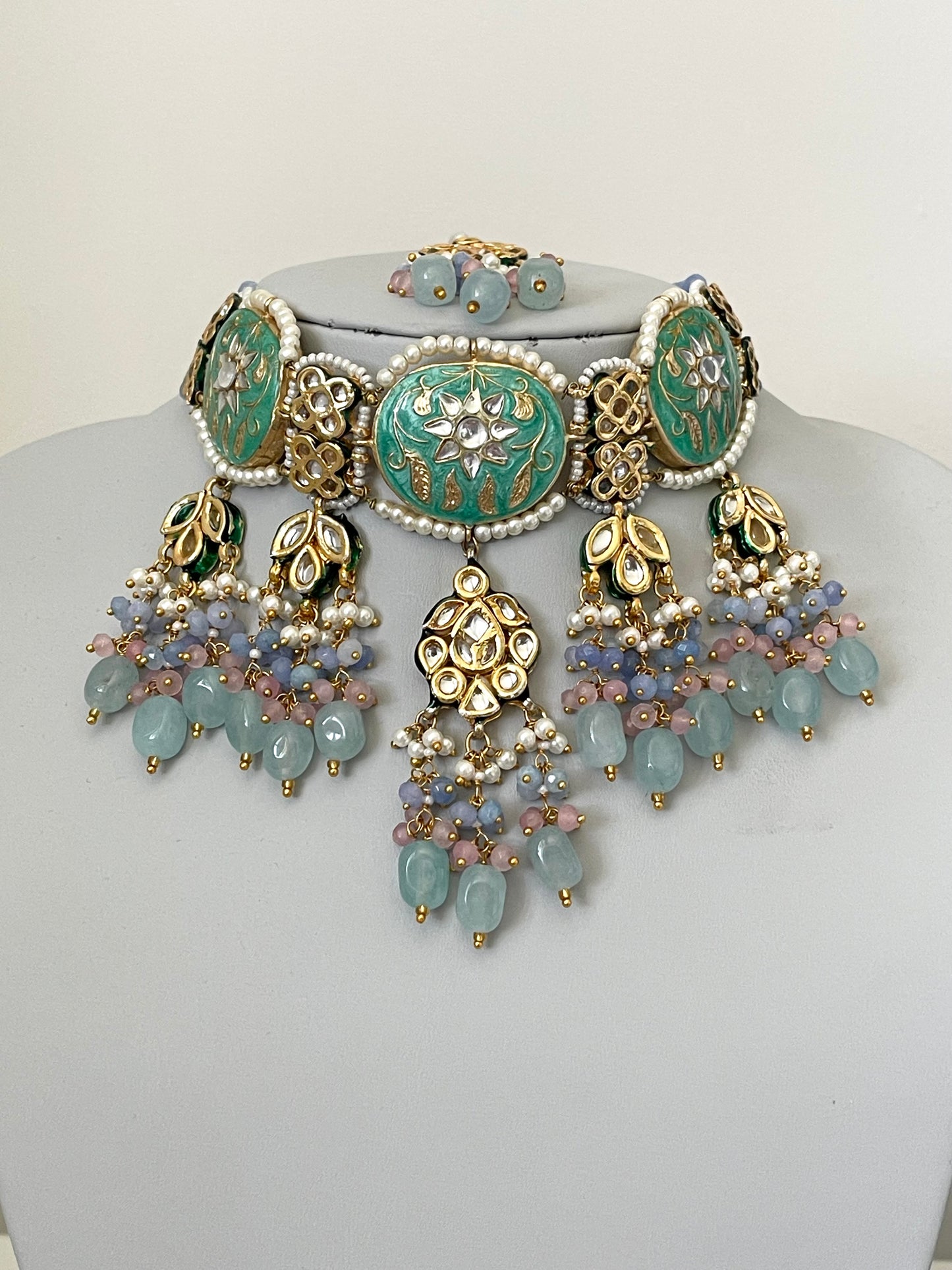 Teal/Blue Kundan Choker Set