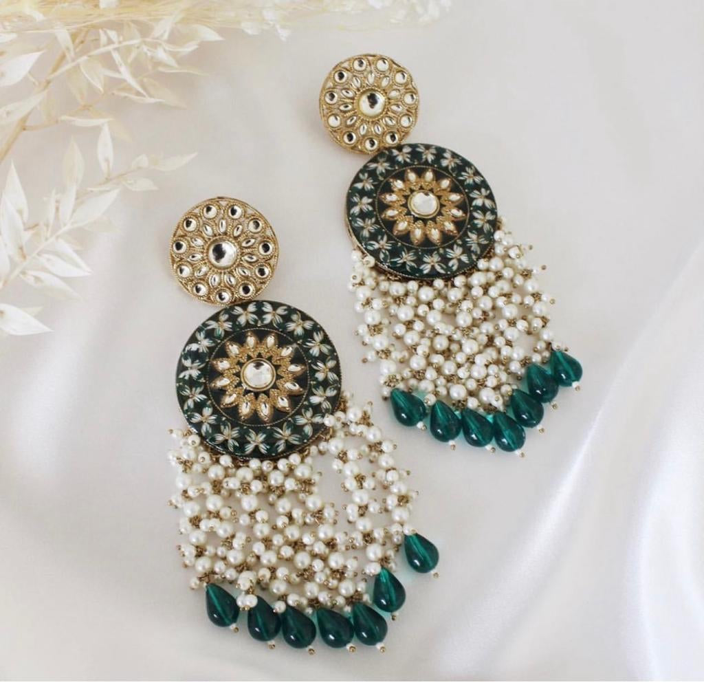 Statement Polki Pearl Earrings