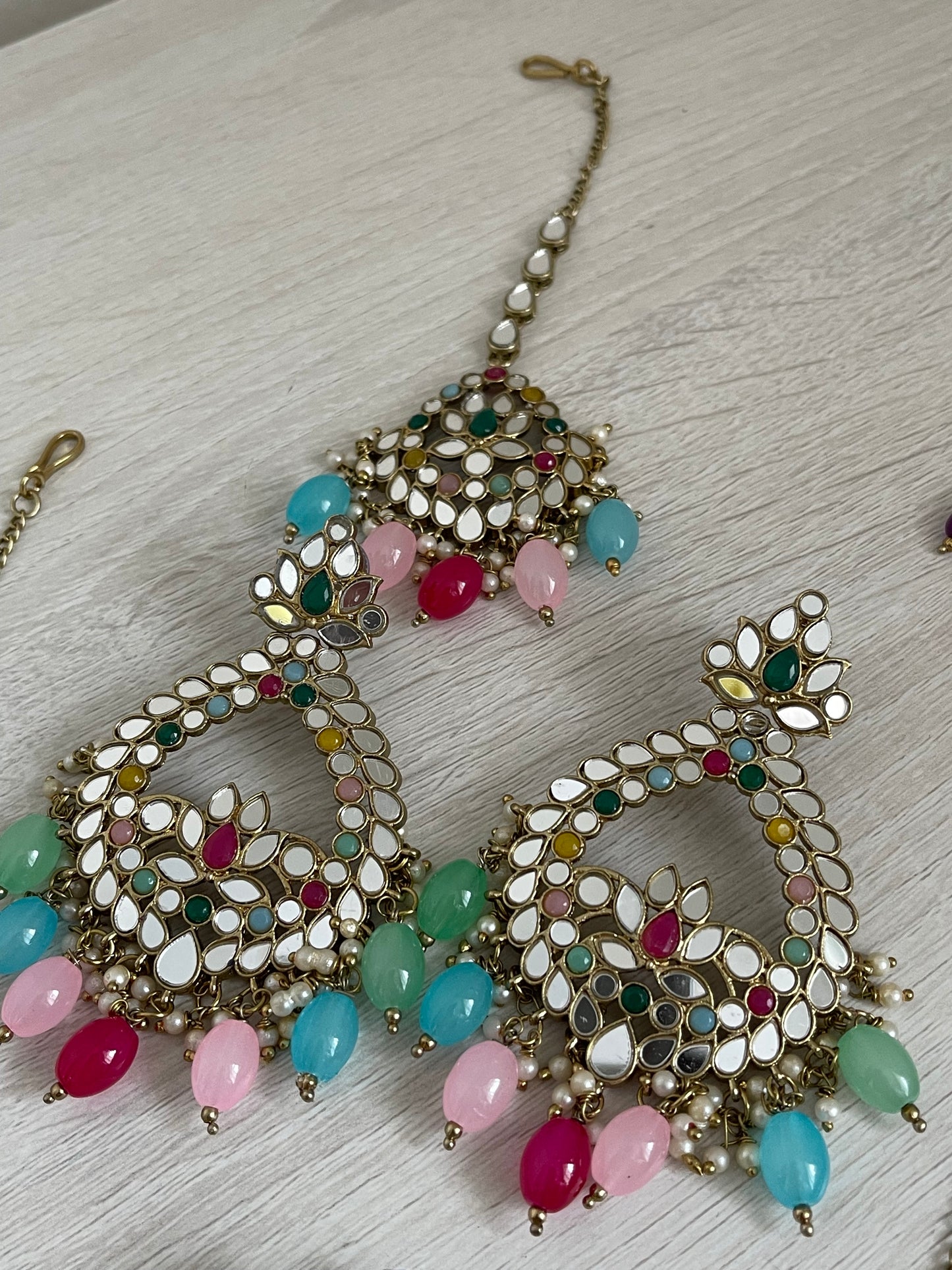 Mirror Earring and Tikka Set