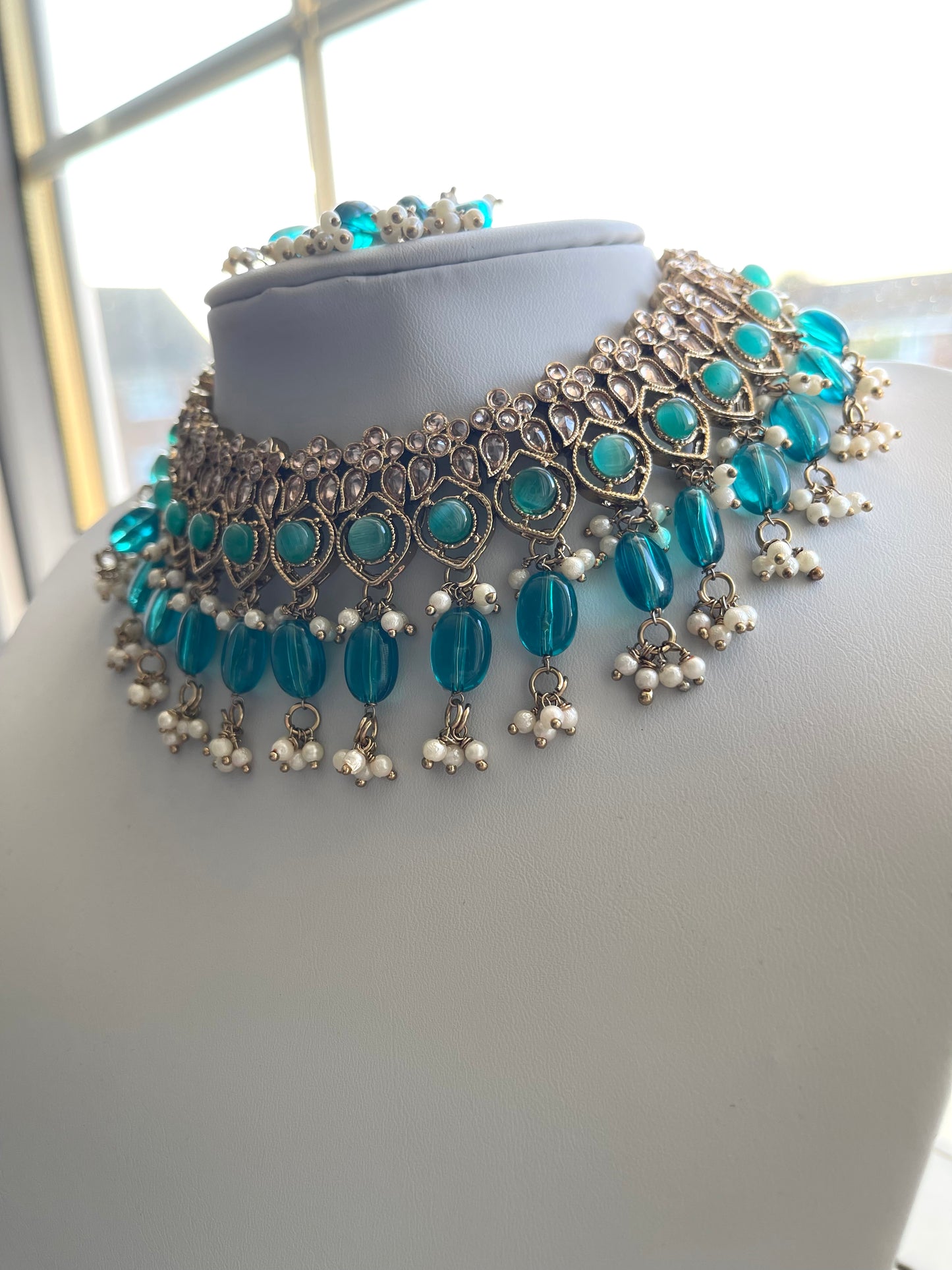 Teal/Peacock Choker Set