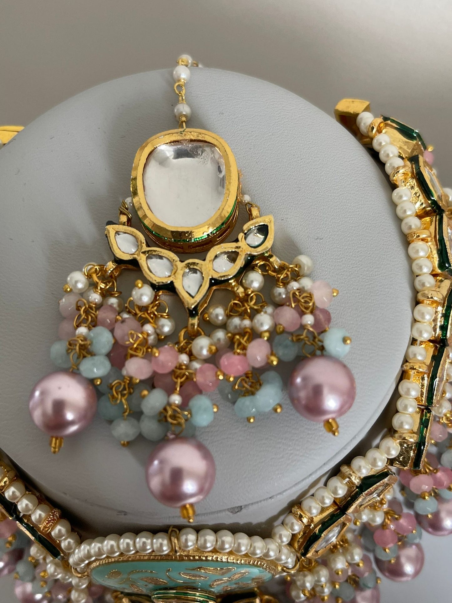 Pink & Turquoise Pastel Kundan Set