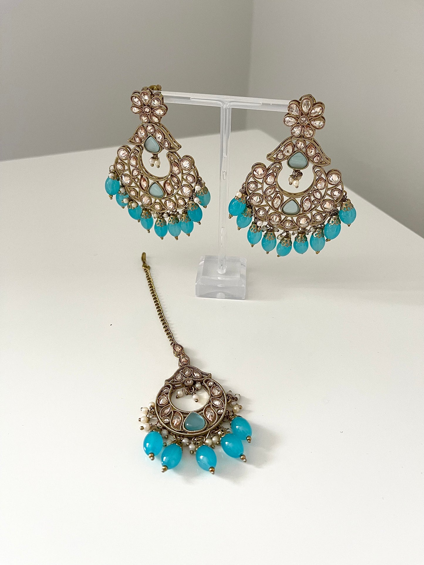 Turquoise Earring and Tikka Set