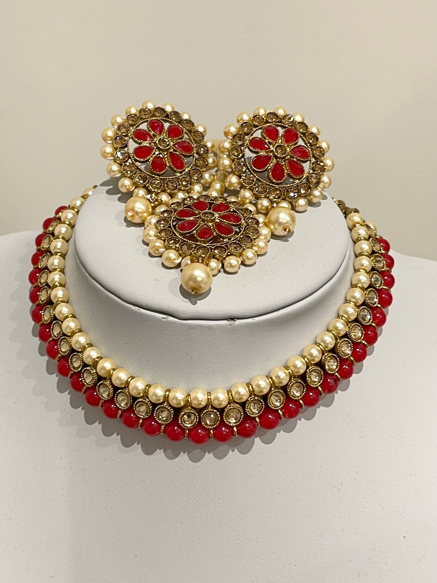 Red Pearl choker Set