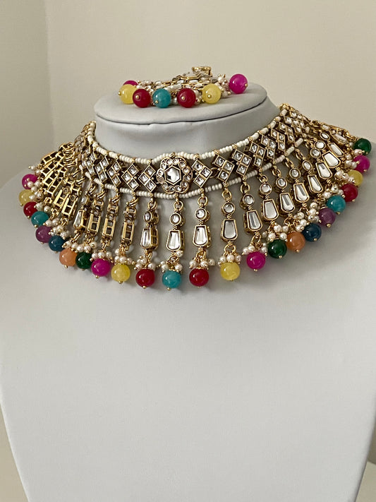 Multicoloured Silver and Gold Choker Set