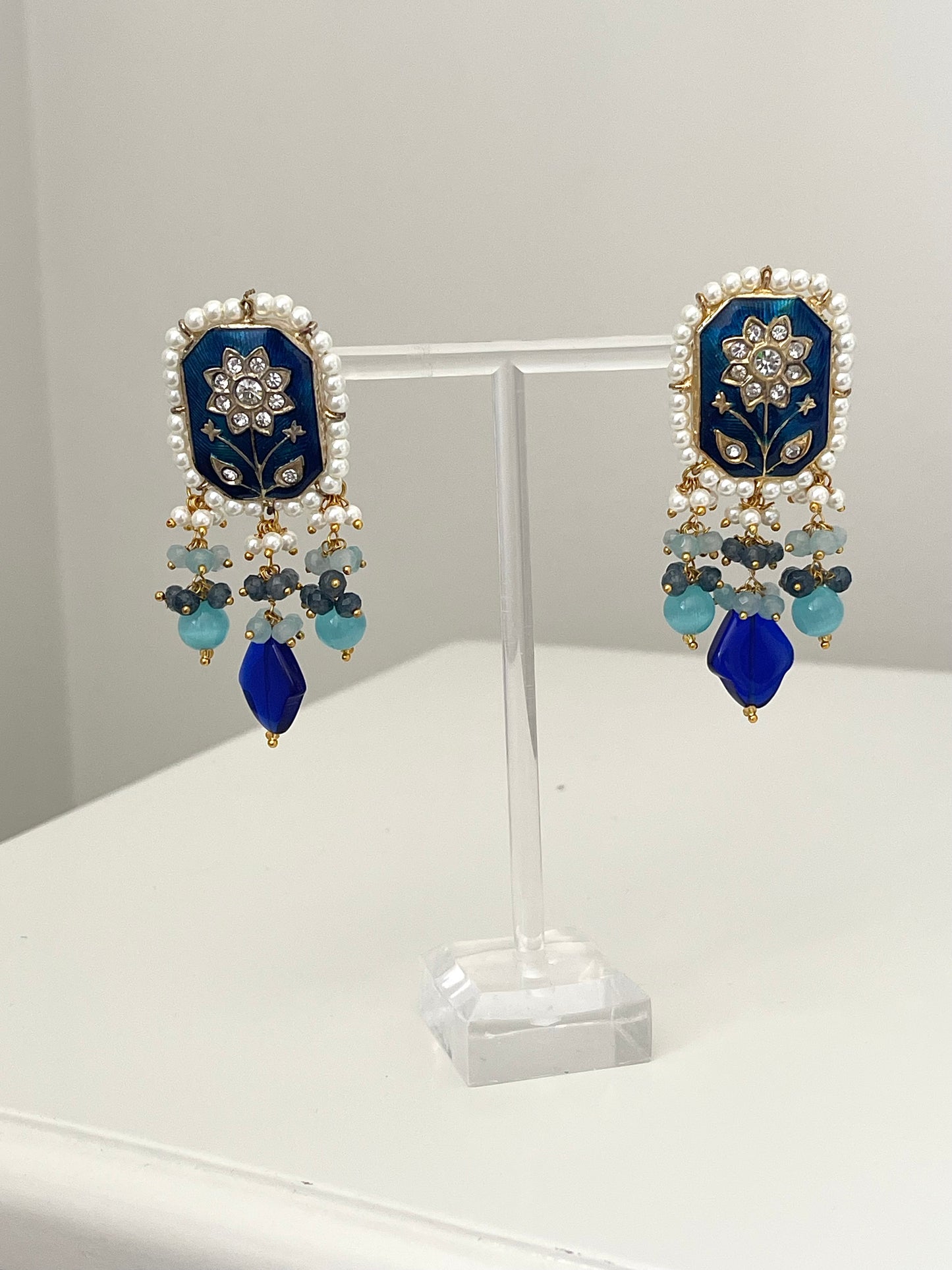 Blue/ Turquoise Meenakari Kundan Set