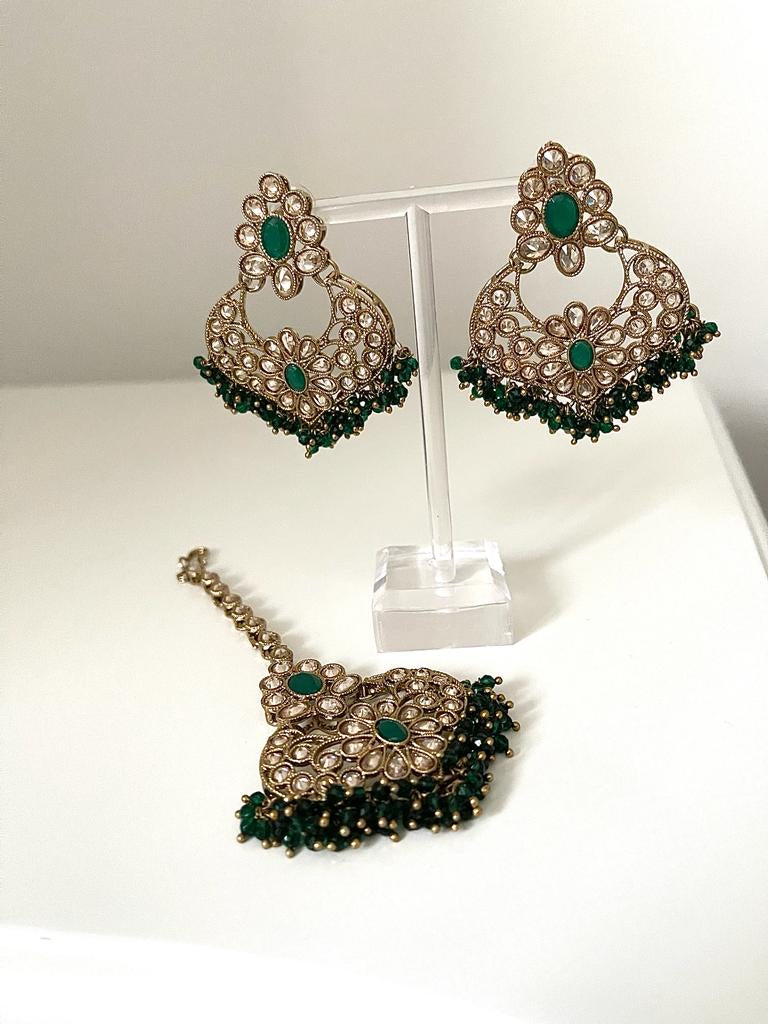 Gold Earrings with Tikka