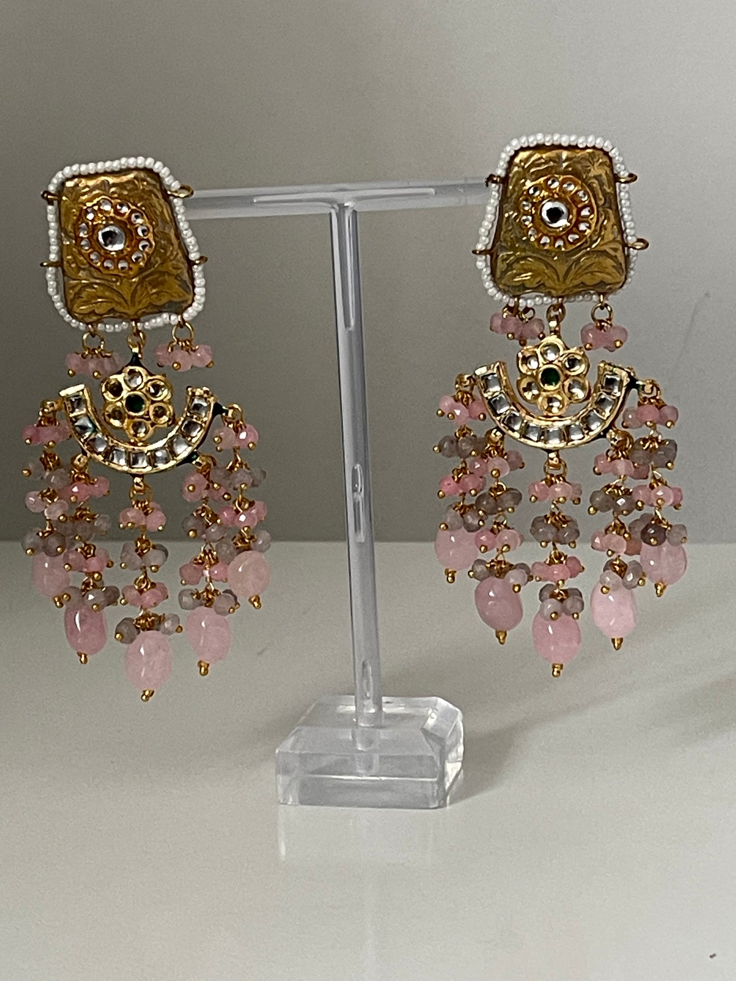 Pink Meenakari Kundan Set