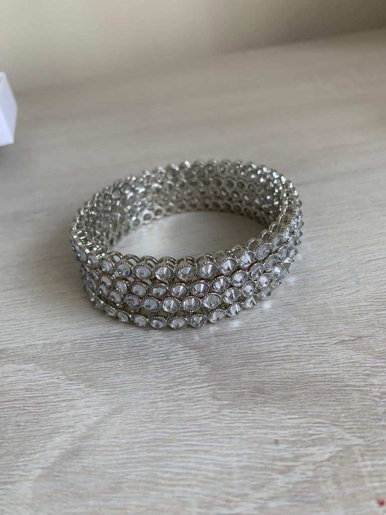 4 Silver Polki Bangles Set