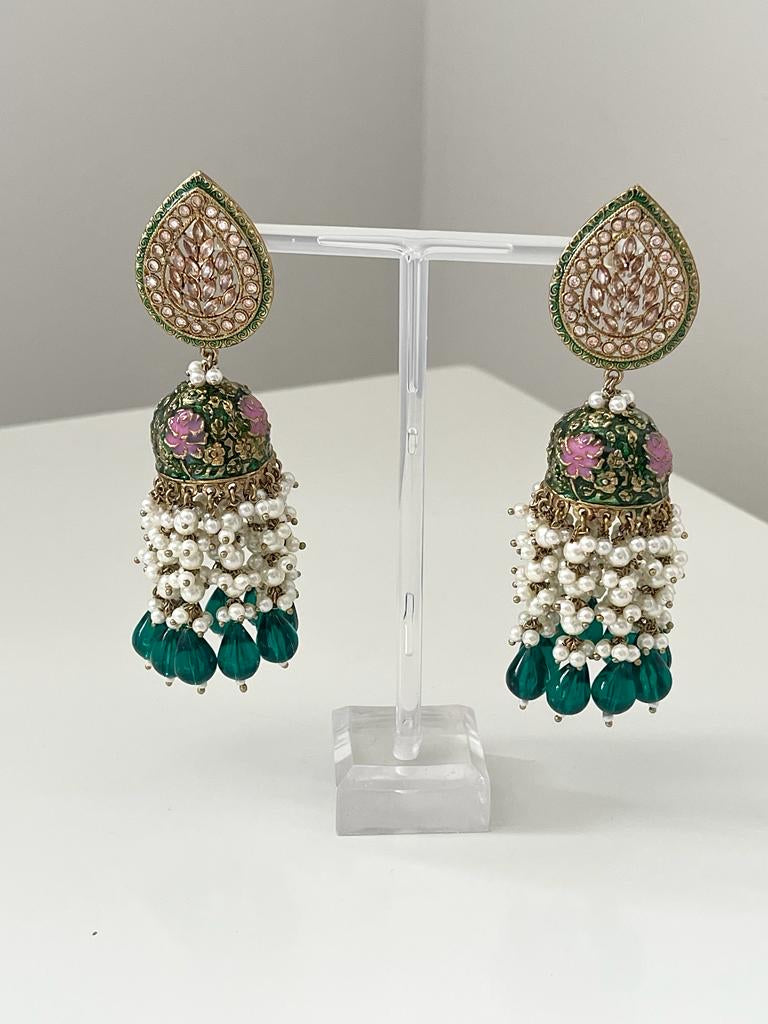 Statement Hand Painted drop jhumka Earrings