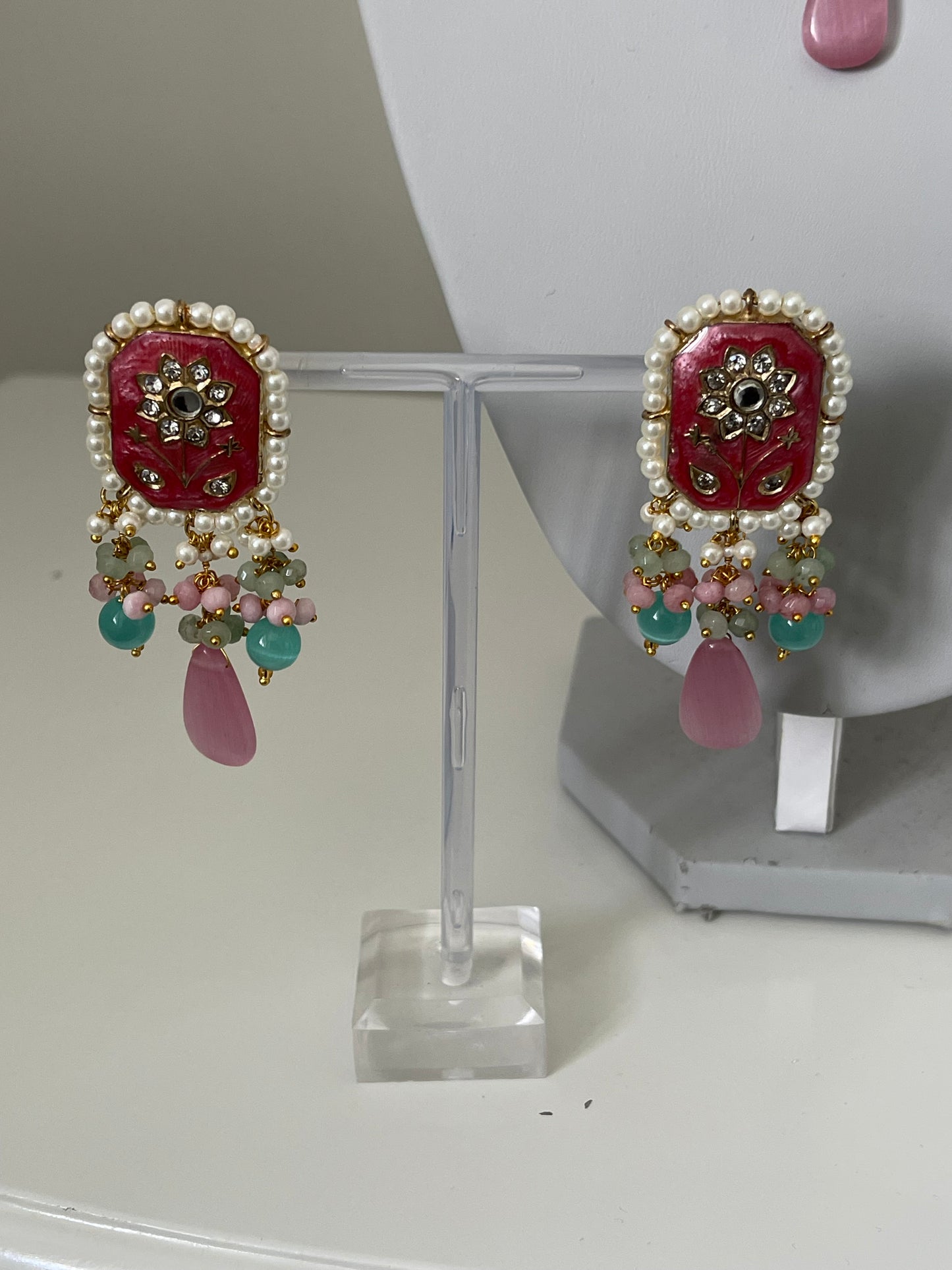 Pink & Mint Bridal Kundan Set