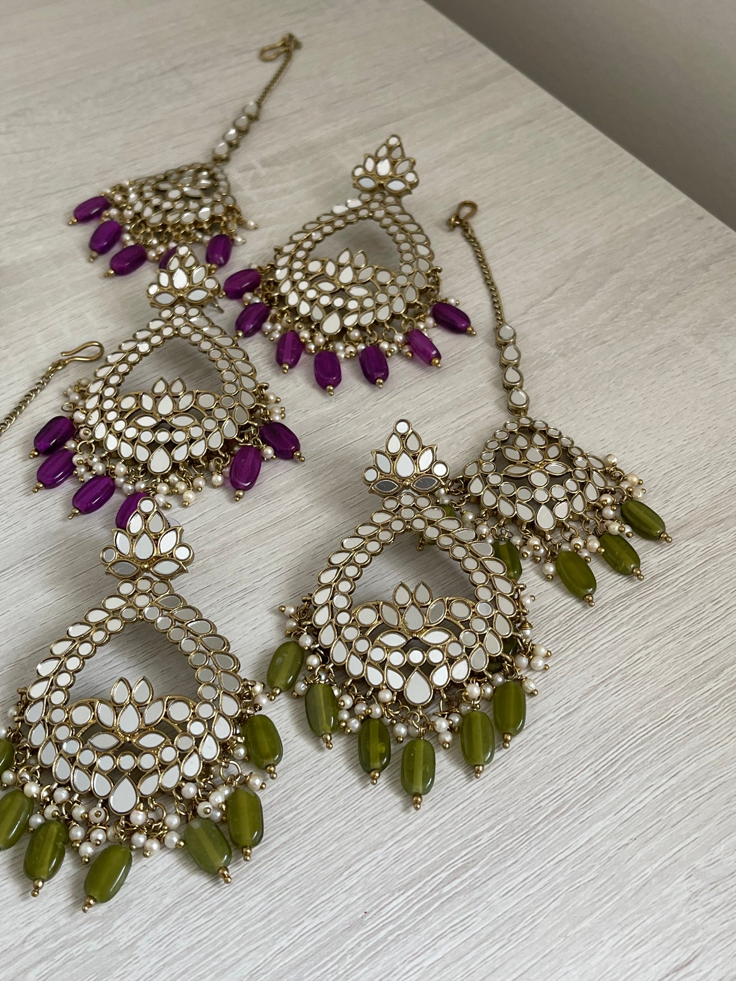 Mirror Earring and Tikka Set