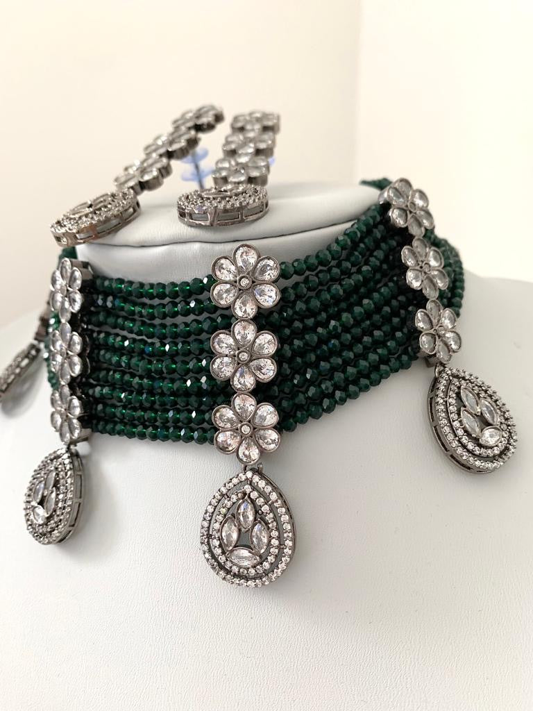 Green beaded Choker Set