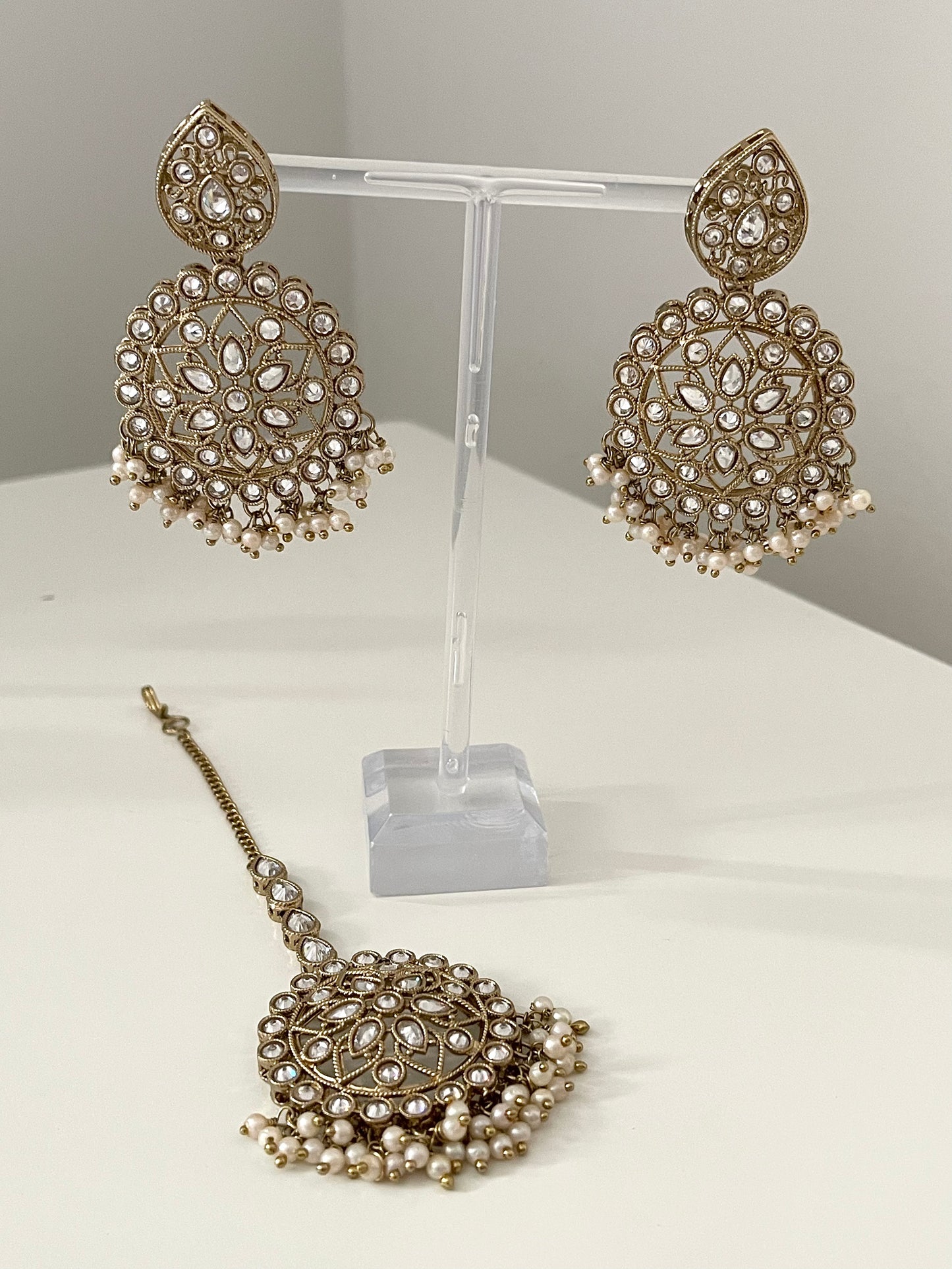 Gold or Silver Earring and Tikka Set