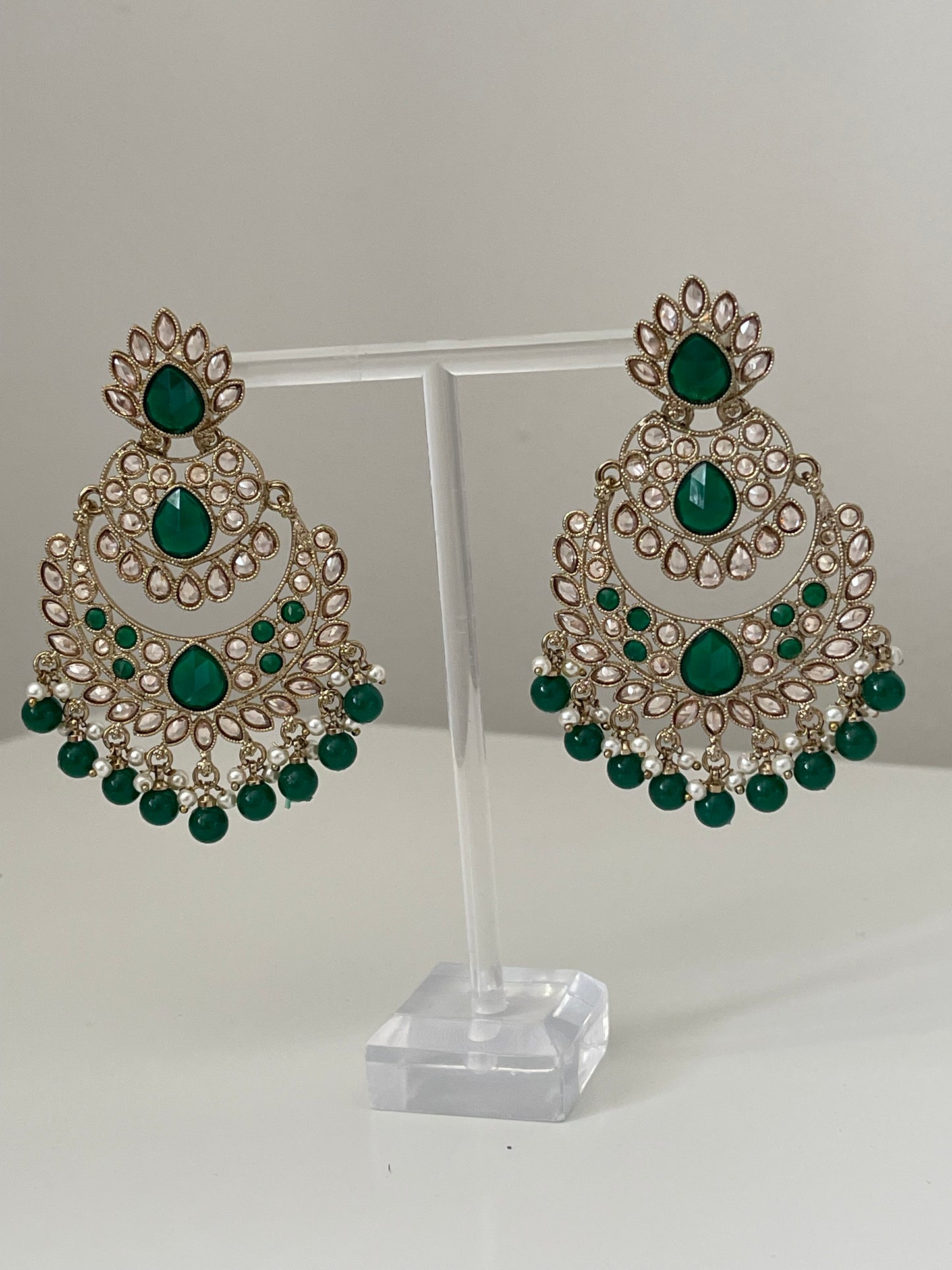 Green Statement Earrings