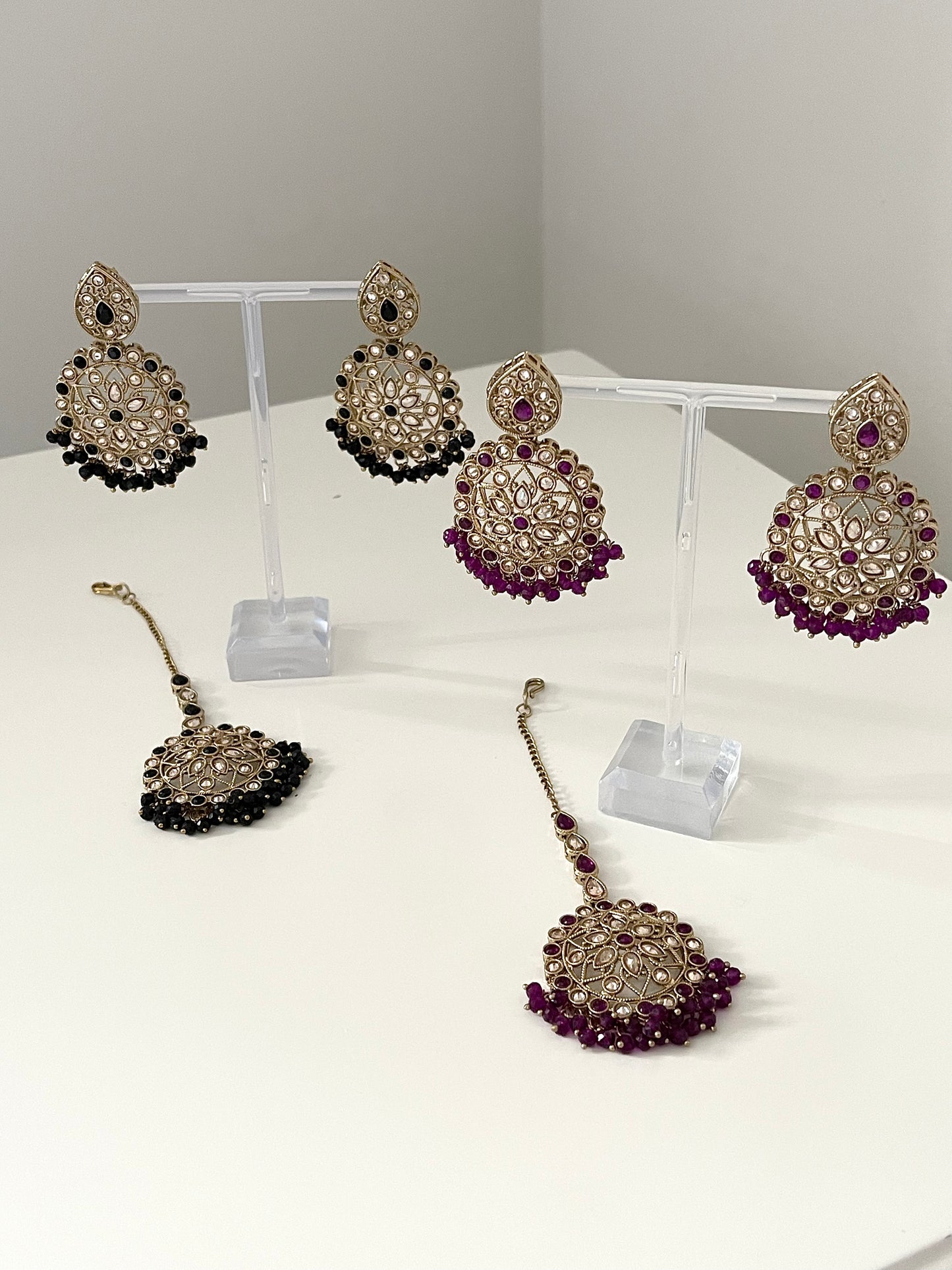 Purple Earring and Tikka Set