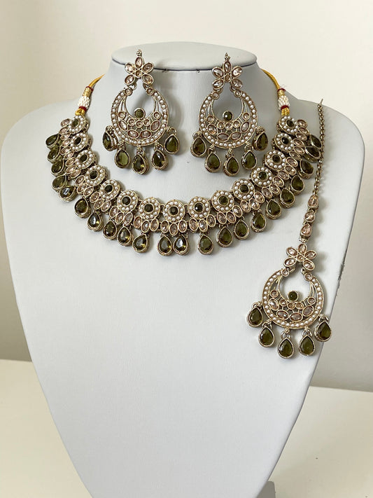 Olive Green and Pearl Set