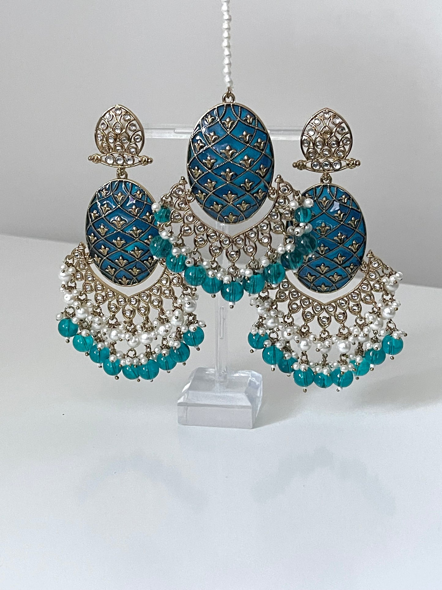 Teal Earring & Tikka Set