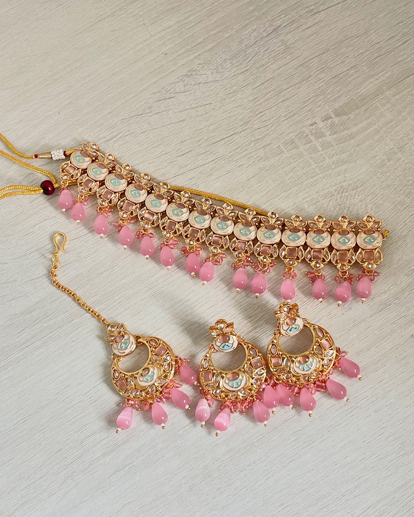 Pink Meenakari Kundan Choker Set