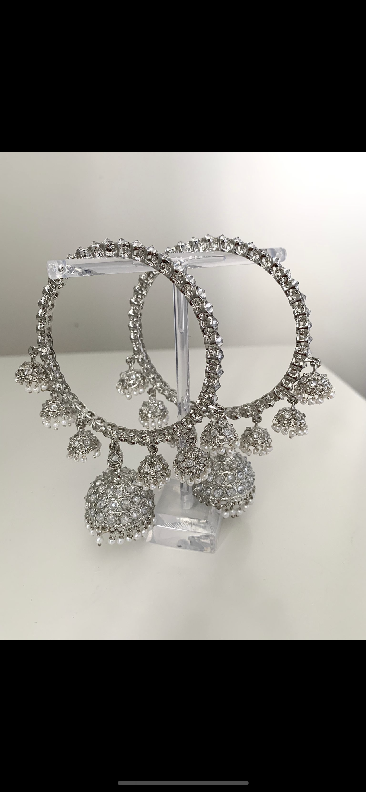 Silver bangles sales with jhumka