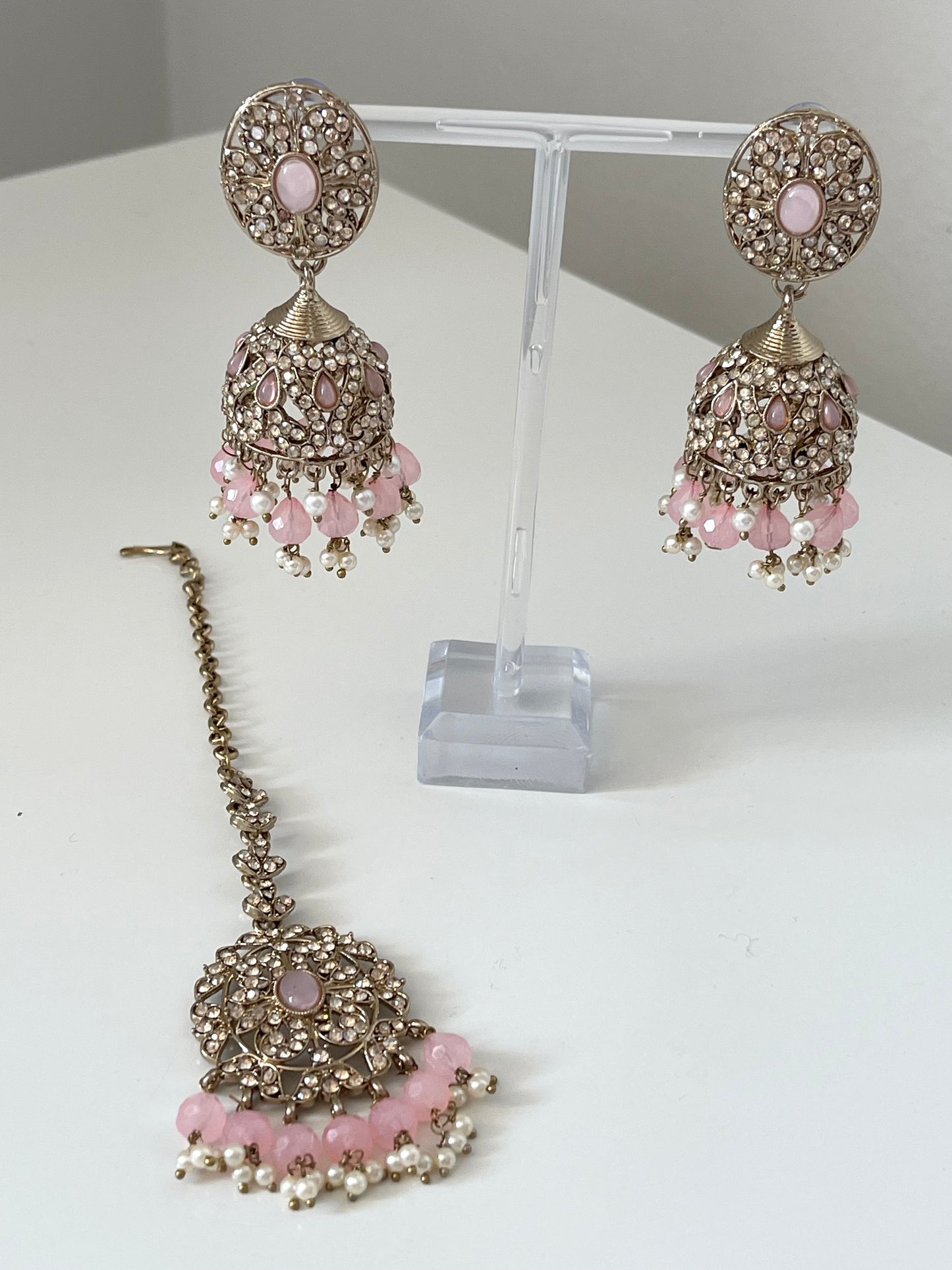 Pink Earring and Tikka Set