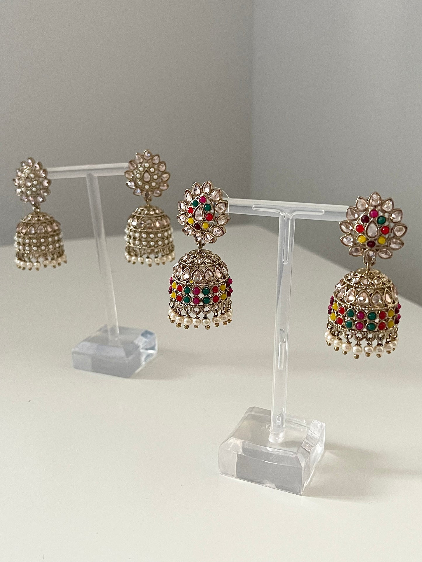 Gold or Multicoloured Jhumka Earrings