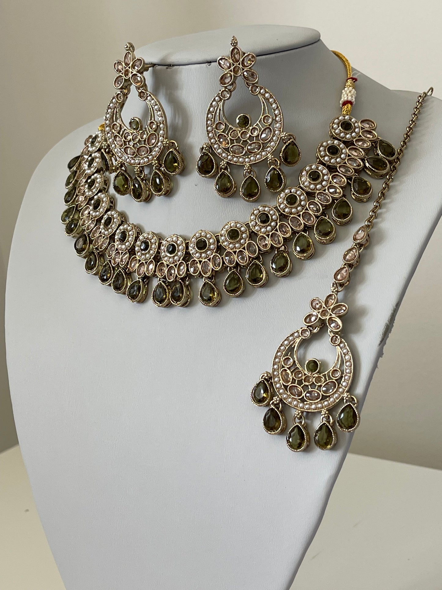 Olive Green and Pearl Set